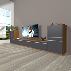 Eko 9200t Mdf Tv Ünitesi Tv Sehpası Ceviz Antrasit