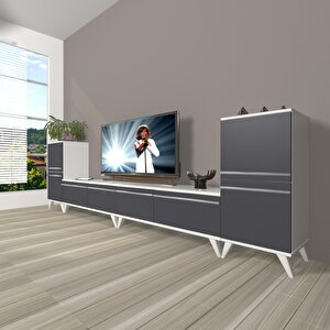 Eko 9200t Mdf Retro Tv Ünitesi Tv Sehpası Beyaz - Antrasit