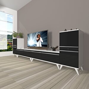 Eko 9200t Mdf Retro Tv Ünitesi Tv Sehpası Beyaz - Siyah