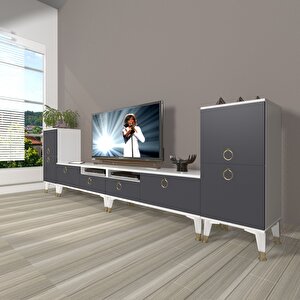 Eko 9220 Mdf Gold Tv Ünitesi Tv Sehpası Beyaz - Antrasit