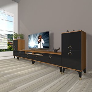 Eko 9220 Mdf Gold Tv Ünitesi Tv Sehpası Ceviz-Siyah
