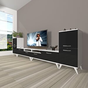 Eko 9220 Mdf Retro Tv Ünitesi Tv Sehpası Beyaz - Siyah
