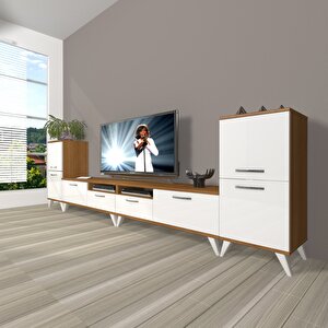 Eko 9220 Mdf Retro Tv Ünitesi Tv Sehpası Ceviz Beyaz