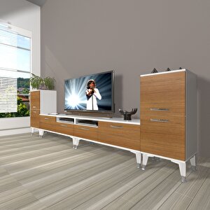Eko 9220 Slm Silver Tv Ünitesi Tv Sehpası Beyaz - Ceviz