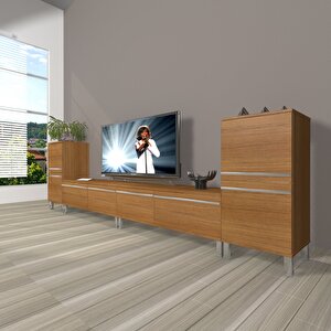 Eko 9220t Mdf Krom Ayaklı Tv Ünitesi Tv Sehpası Naturel Ceviz
