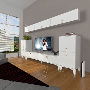 Eko 9 Mdf Std Gold Tv Ünitesi Tv Sehpası Parlak Beyaz