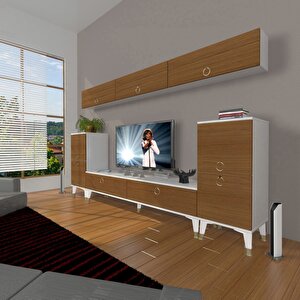 Eko 9 Mdf Std Gold Tv Ünitesi Tv Sehpası Beyaz - Ceviz