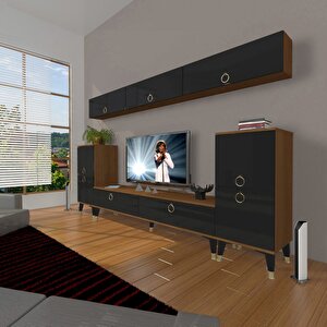 Eko 9 Mdf Std Gold Tv Ünitesi Tv Sehpası Ceviz-Siyah