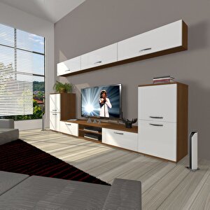 Eko 9 Mdf Dvd Tv Ünitesi Tv Sehpası Ceviz Beyaz