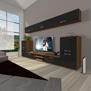 Eko 9 Mdf Dvd Tv Ünitesi Tv Sehpası Ceviz-Siyah