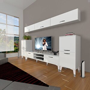Eko 9 Mdf Dvd Silver Tv Ünitesi Tv Sehpası Parlak Beyaz