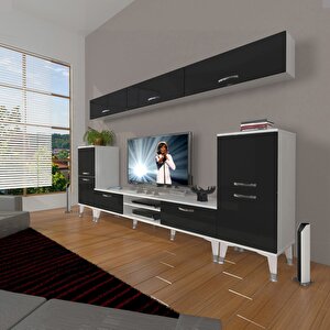 Eko 9 Mdf Dvd Silver Tv Ünitesi Tv Sehpası Beyaz - Siyah