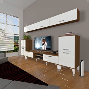 Eko 9 Mdf Dvd Silver Tv Ünitesi Tv Sehpası Ceviz Beyaz