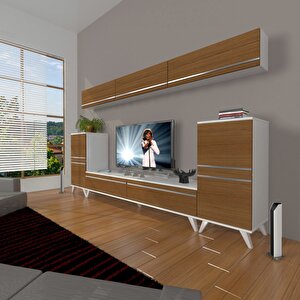 Eko 9 Mdf Std Retro Tv Ünitesi Tv Sehpası Beyaz - Ceviz
