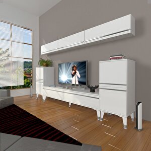 Eko 9 Mdf Std Silver Tv Ünitesi Tv Sehpası Parlak Beyaz
