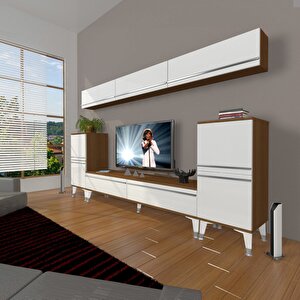 Eko 9 Mdf Std Silver Tv Ünitesi Tv Sehpası Ceviz Beyaz