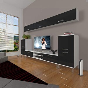 Eko 9 Slm Dvd Krom Ayaklı Tv Ünitesi Tv Sehpası Beyaz - Siyah