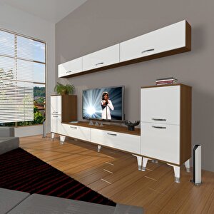Eko 9 Slm Std Silver Tv Ünitesi Tv Sehpası Ceviz Beyaz