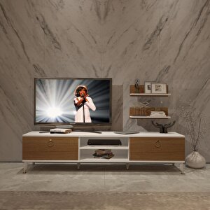 Eko 4 Mdf Dvd Gold Tv Ünitesi Tv Sehpası Beyaz - Ceviz
