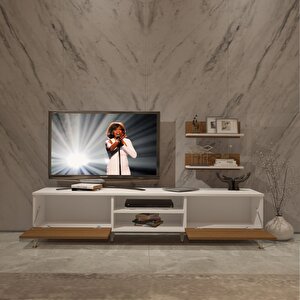 Eko 4 Mdf Dvd Gold Tv Ünitesi Tv Sehpası Beyaz - Ceviz
