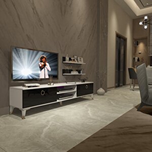 Eko 4 Mdf Dvd Gold Tv Ünitesi Tv Sehpası Beyaz - Siyah