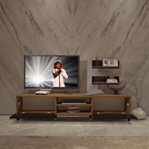 Eko 4 Mdf Dvd Gold Tv Ünitesi Tv Sehpası Ceviz-Siyah