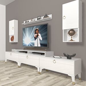 Ekoflex 270da Mdf Gold Tv Ünitesi Tv Sehpası Parlak Beyaz