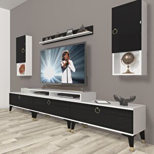 Ekoflex 270da Mdf Gold Tv Ünitesi Tv Sehpası Beyaz - Siyah