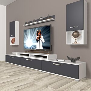 Ekoflex 270da Mdf Tv Ünitesi Tv Sehpası Beyaz - Antrasit