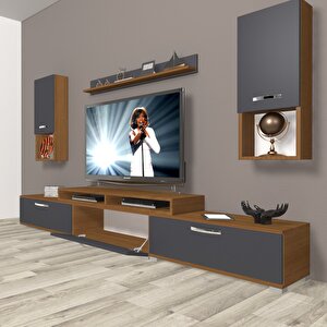 Ekoflex 270da Mdf Tv Ünitesi Tv Sehpası Ceviz Antrasit