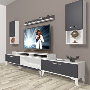 Ekoflex 270da Mdf Silver Tv Ünitesi Tv Sehpası Beyaz - Antrasit
