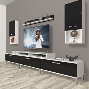 Ekoflex 270da Slm Krom Ayaklı Tv Ünitesi Tv Sehpası Beyaz - Siyah