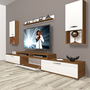 Ekoflex 270da Slm Tv Ünitesi Tv Sehpası Ceviz Beyaz