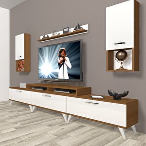 Ekoflex 270da Slm Retro Tv Ünitesi Tv Sehpası Ceviz Beyaz