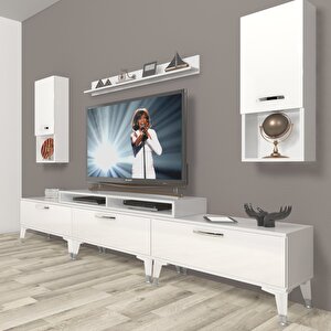 Ekoflex 270da Slm Silver Tv Ünitesi Tv Sehpası Parlak Beyaz