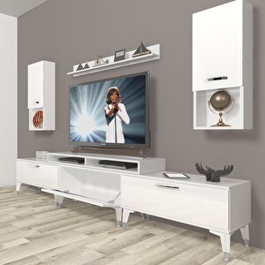 Ekoflex 270da Slm Silver Tv Ünitesi Tv Sehpası Parlak Beyaz