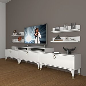Ekoflex 270r Mdf Gold Tv Ünitesi Tv Sehpası Parlak Beyaz