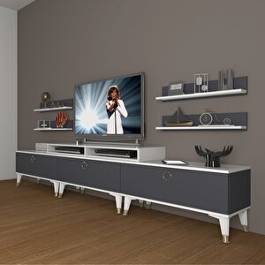 Ekoflex 270r Mdf Gold Tv Ünitesi Tv Sehpası Beyaz - Antrasit