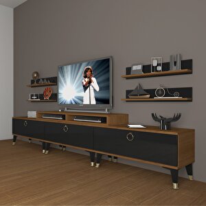Ekoflex 270r Mdf Gold Tv Ünitesi Tv Sehpası Ceviz-Siyah