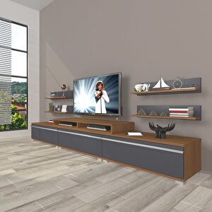 Ekoflex 270r Mdf Tv Ünitesi Tv Sehpası Ceviz Antrasit