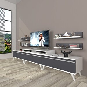 Ekoflex 270r Mdf Retro Tv Ünitesi Tv Sehpası Beyaz - Antrasit
