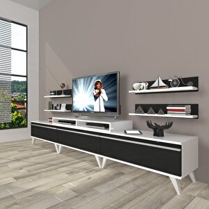 Ekoflex 270r Mdf Retro Tv Ünitesi Tv Sehpası Beyaz - Siyah
