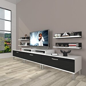 Ekoflex 270r Slm Krom Ayaklı Tv Ünitesi Tv Sehpası Beyaz - Siyah