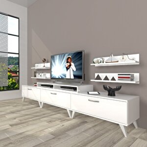 Ekoflex 270r Slm Retro Tv Ünitesi Tv Sehpası Parlak Beyaz