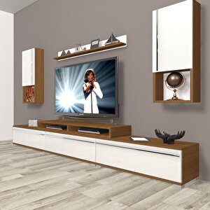 Ekoflex 270ta Mdf Tv Ünitesi Tv Sehpası Ceviz Beyaz