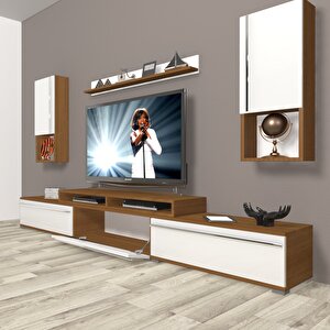 Ekoflex 270ta Mdf Tv Ünitesi Tv Sehpası Ceviz Beyaz
