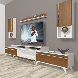 Ekoflex 270ta Mdf Retro Tv Ünitesi Tv Sehpası Beyaz - Ceviz
