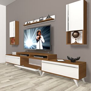 Ekoflex 270ta Mdf Retro Tv Ünitesi Tv Sehpası Ceviz Beyaz