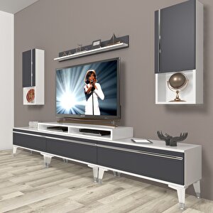 Ekoflex 270ta Mdf Silver Tv Ünitesi Tv Sehpası Beyaz - Antrasit