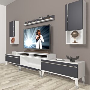 Ekoflex 270ta Mdf Silver Tv Ünitesi Tv Sehpası Beyaz - Antrasit